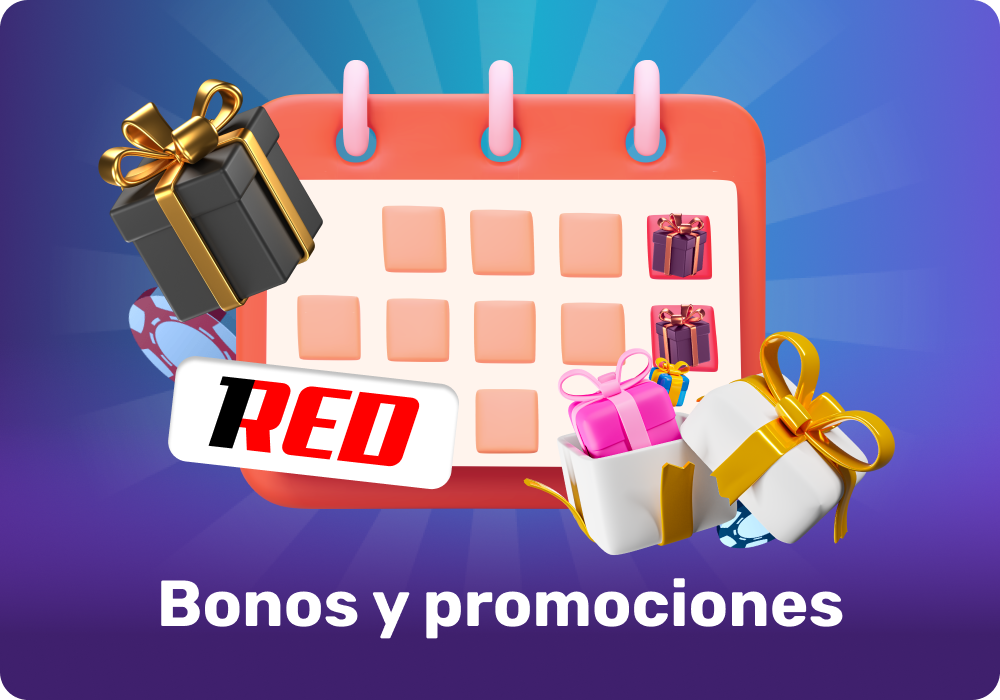 Puedes usar los diferentes bonos que ofrece el casino 1Red